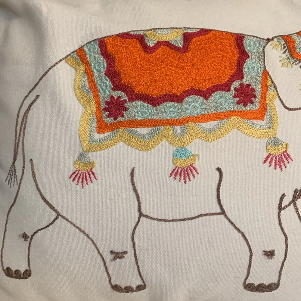Embroidered Elephant Throw Pillow